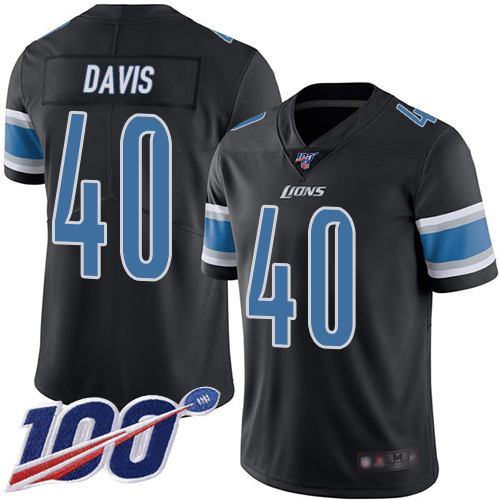 Detroit Lions Limited Black Men Jarrad Davis Jersey NFL Football 40 100th Season Rush Vapor Untouchable